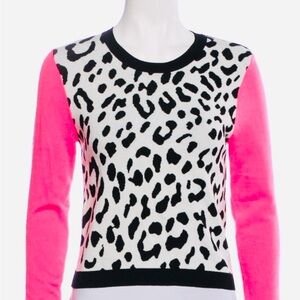 NWT ALICE + OLIVIA Leopard Print Sweater with HOT Pink Sleeves